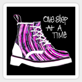 One Step At A Time Pink Boot Sticker